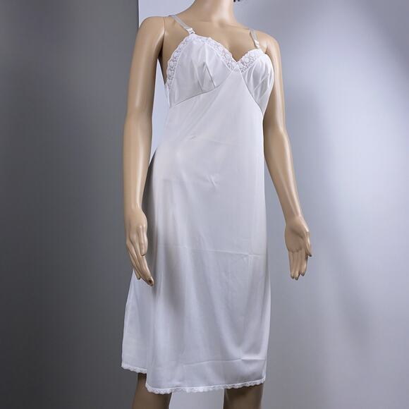 Vintage NEW NWOT Sears The Doesn't Slip Full Slip Nylon White 32 Short White - Picture 5 of 9